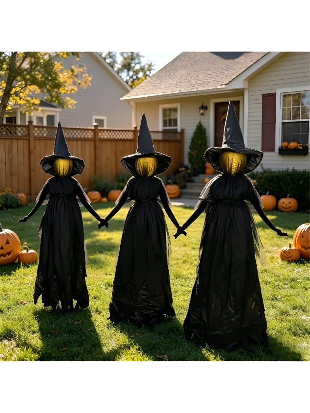 Halloween Decorations Outdoor 4.6 FT Light Up Witch Stakes Set of 3